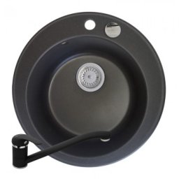 Set chiuveta granit ALYA 1B diametru 49 & baterie ASALIA - Carbon