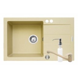Set 3in1 chiuveta granit Cristal PLUS 1B 1D ST Vanilla Wanilla 890021231