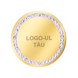 Martisor Personalizat Brosa Inox Banut Pietre Logo Auriu