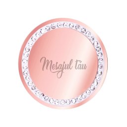 Martisor Personalizat Brosa Inox Banut Pietre Mesaj Rose Gold