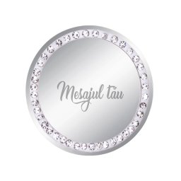 Martisor Personalizat Brosa Inox Banut Pietre Mesaj Argintiu