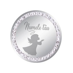 Martisor Personalizat Brosa Inox Banut Pietre Nume Inger Argintiu