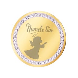 Martisor Personalizat Brosa Inox Banut Pietre Nume Inger Auriu