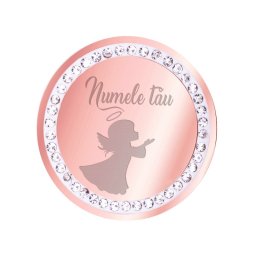 Martisor Personalizat Brosa Inox Banut Pietre Nume Inger Rose Gold