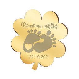 Martisor Personalizat Brosa Inox Trifoi Primul Martisor Data Auriu