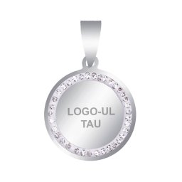Martisor Personalizat Pandantiv Inox Banut Pietre Logo Argintiu