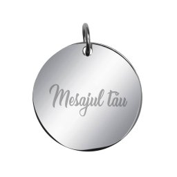 Martisor Personalizat Pandantiv Inox Banut Argintiu Mesaj