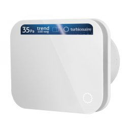 Ventilator de baie Turbionaire TREND 100 SWG, Panou frontal Alb, Presiune superioara pana la 35 Pa, Clapeta antiretur, Diametru racord 100mm, Silentios, Protectie IPX4, Aspiratie perimetrala, Design minimalist