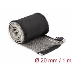 Organizator cabluri cu fermoar rezistent la caldura 1m x 20mm Negru, Delock 20846