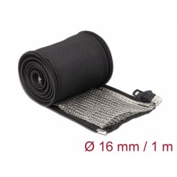 Organizator cabluri cu fermoar rezistent la caldura 1m x 16mm Negru, Delock 20845