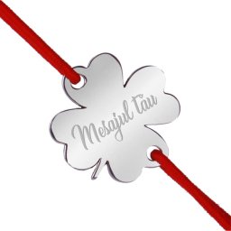Martisor Personalizat Bratara Inox Trifoi Argintiu Mesaj