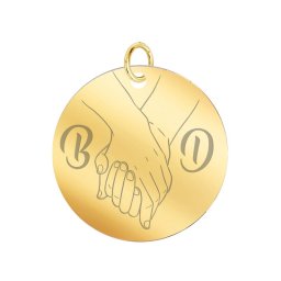Martisor Personalizat Pandantiv Inox Banut Auriu Cuplu Initiale