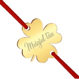 Martisor Personalizat Bratara Inox Trifoi Auriu Mesaj