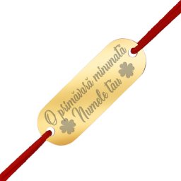 Martisor Personalizat Bratara Inox Placuta Aurie Nume Urare