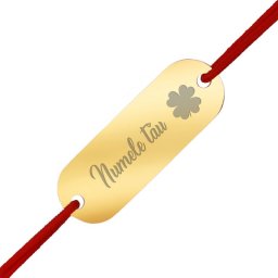 Martisor Personalizat Bratara Inox Placuta Aurie Nume Trifoi