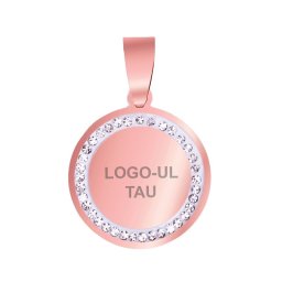 Martisor Personalizat Pandantiv Inox Banut Pietre Logo Rose Gold