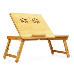 Blumfeldt Masă pentru laptop, cu orificii de ventilație, reglabilă pe înălțime, 58 × 23 × 29 cm, bambus (BW-10199-001)