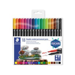 Marker permanent 2 capete 18 culori Staedtler