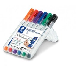 Set 6 marker whiteboard slim Staedtler