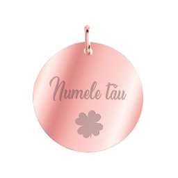 Martisor Personalizat Pandantiv Inox Banut Rose Gold Nume Trifoi