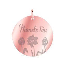 Martisor Personalizat Pandantiv Inox Banut Rose Gold Nume Flori