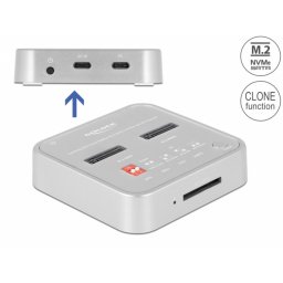 Docking station pentru SSD 1 x M.2 NVMe + 1 x M.2 SATA functie de clona + cititor de carduri, Delock 64138