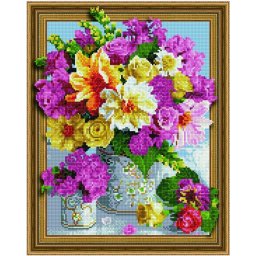 Set goblen cu diamante, cu sasiu, Culori in armonie, 40x50 cm