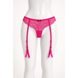 Portjartier cu chilot tanga, bright pink (Marime portjartier: XL)