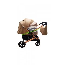 Cărucior nou născut 2 in 1+geantă multifuncționala+plasă pentru insecte Baby Care 512 Dark Capuccino
