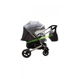 Cărucior nou născut 2 in 1+geantă multifuncționala+plasă pentru insecte Baby Care 512 Grey Design