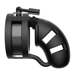 Shots ManCage Model 18 Chastity 3.5" Silicone Cage Ballsplitter Black