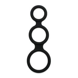 Rimba Latex Play Triple Cock Ring Black