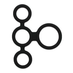 Rimba Latex Play Quatro Cock Ring and Ball Splitter Black