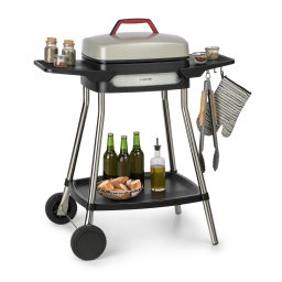 Klarstein Gatsby, grill electric, 2000 W, grilaj antiaderent, măsuțe laterale, bej/negru (FRY2-GatsbyG-GR)