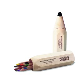 Set 10 creioane colorate KOH-I-NOOR TRIOCOLOR JUMBO NATUR in cutie lemn