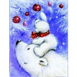 Set goblen cu diamante, cu sasiu, Familie de ursi polari, 30x40 cm
