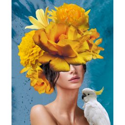 Set pictura pe numere, cu sasiu, Vis floral portocaliu 40x50 cm