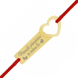 Martisor Bratara Argint 925 Placat Aur 24K Mesaj Inima