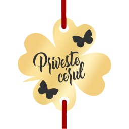 Martisor Bratara Inox Trifoi Auriu Priveste Cerul