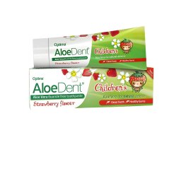 Pasta de dinti pentru copii fara fluor cu aroma de capsuni 50ml AloeDent