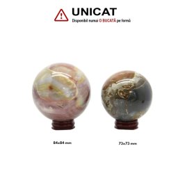 Sfera Jasp Policrom Druzy Mineral Natural - 73-84 x 73-84 mm - 1 Buc