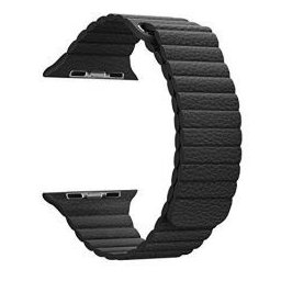 Curea neagra din piele tip Leather Loop compatibila cu Apple Watch 38mm / Series 4 de 40mm