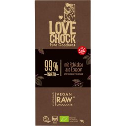 Ciocolata raw vegana extreme dark 99% cacao, fara gluten bio 70g