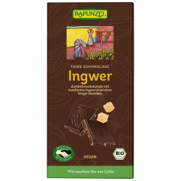 Ciocolata amaruie cu ghimbir si 55% cacao, vegana bio 80g