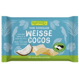 Ciocolata alba cu bucatele de cocos bio 100g