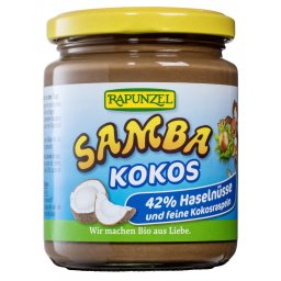 Crema de ciocolata cu alune si cocos Samba bio 250g