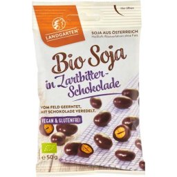 Boabe de soia invelite in ciocolata amaruie, fara gluten bio 50g