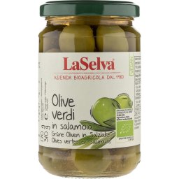 Masline verzi cu samburi in saramura bio 310g