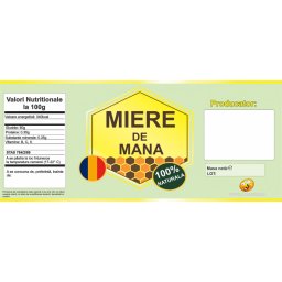Eticheta autocolanta borcan miere de Mana 120mm x 52mm