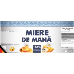 Eticheta traditionala pentru borcan de miere de Mana 120mm x 52mm